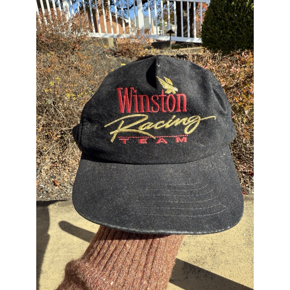 Vintage 90s Winston Racing Team Cap Logo Hat Nascar Script Spell Out Trucker
